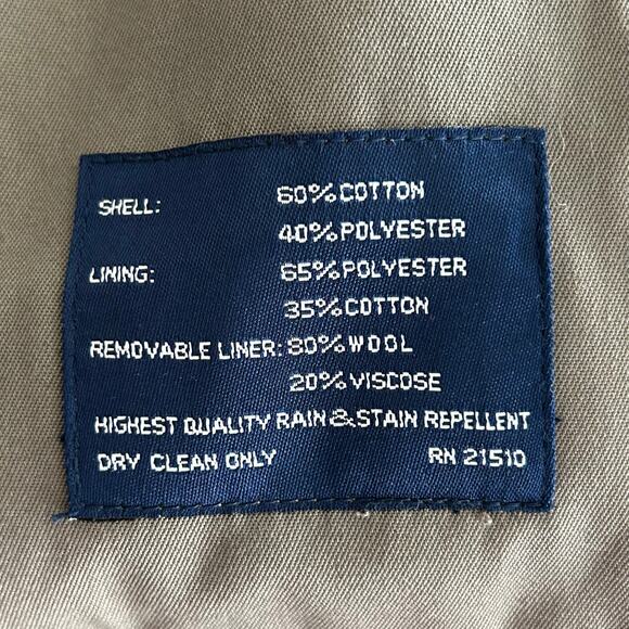 Vintage Perusal double Breasted Trench Coat zip Out wool Liner outdoor prep 44S - Picture 13 of 14